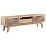 Tv Stand Light Wood Storage Shelf Cabinet Cable Management