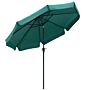 Outsunny 2.66m Garden Parasol Umbrella, Outdoor Market Table Umbrella, Outdoor Sun Shade With Ruffles, 8 Sturdy Ribs, Green