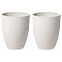 Plant Pot Set Of 2 Off-white 43x52 Stone Polyresin Indoor Outdoor Planter Beliani