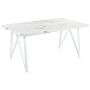 Dining Table White Marble Effect Mdf Tabletop 160 X 90 Cm X-cross Metal Legs Kitchen Table