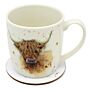 Porcelain Mug & Coaster Set - Jan Pashley Highland Coo Cow