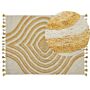 Area Rug Beige And Yellow Cotton 140 X 200 Cm Rectangular Hand Tufted Modern Abstract Decor