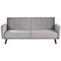 Sofa Bed Light Grey Velvet Fabric Modern Living Room 3 Seater Wooden Legs Track Arm Beliani