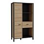 High Rock Wide Shelf Unit In Matt Black/riviera Oak