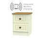 Warwick Wireless Charging 2 Drawer Bedside Cabinet In Cream Ash & Modern Oak