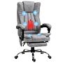 Vinsetto 6-point Vibrating Heat Massage Chair Micro Fibre Upholstery W/ Manual Footrest Padding High Back Remote Wheels Swivel Chair Reclining Grey