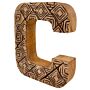 Hand Carved Wooden Geometric Letter C