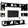 Vidaxl 8 Piece Tv Cabinet Set Black Engineered Wood