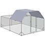 Pawhut Chicken Run With Roof, Walk In Chicken Coop For 10-12 Chickens, Hen House Duck Pen Outdoor, 2.8 X 3.8 X 2 M