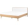 Slatted Bed Frame Light Manufactured Wood And White Headboard 6ft Eu Super King Size Scandinavian Design Beliani