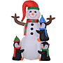 Homcom 6ft Inflatable Christmas Snowman And Penguins Outdoor Seasonal Decoration With Led Lights