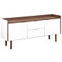 Sideboard White And Brown 68 X 149 Cm With 2 Doors And Drawers