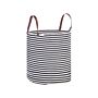 Storage Basket White And Black Cotton Handmade With Handles Striped Pattern Laundry Hamper Fabric Bin