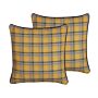 Set Of 2 Decorative Cushions Multicolour 45 X 45 Cm Chequered Pattern Throw Pillow