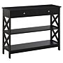 Homcom Console Table Side Desk W/ Shelves Drawers Open Top X Support Frame Living Room Hallway Home Office Furniture Black