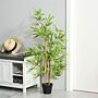 Outsunny Artificial Tree, Set Of 2 Artificial Bamboo Trees Decorative Plant With Nursery Pot For Décor, 120cm