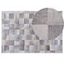 Area Rug Grey Leather 140 X 200 Cm Patchwork Cowhide Geometric Rectangular