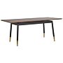 Extending Dining Table Dark Wood Top And Black Metal Legs 160/200 Cm