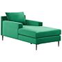 Chaise Lounge Green Velvet Upholstery Armrests Cushion Backrest Modern Design Symmetrical