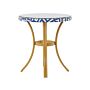 Garden Table Blue And White Pe Rattan Top Ø 70 Cm Glass And Aluminium Frame