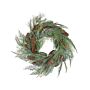 Christmas Wreath Green Synthetic Material 34 Cm Pine Cones Snow Traditional Design Round