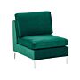 1-seat Section Green Velvet Sofa Module Silver Metal Legs