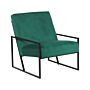 Armchair Green Velvet 83l X 69w X 83h Backrest Armrest Black Metal Frame Modern Glam Living Room Beliani