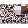 Area Rug Brown And Beige Cowhide Leather 160 X 230 Cm Rectangular Patchwork Handcrafted