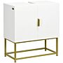 Kleankin Bathroom Mirror Cabinet Under Sink Storage Cabinet Basin Cupboard With 2 Doors And Gold Steel Legs