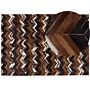 Area Rug Brown Leather 160 X 230 Cm Patchwork Cowhide Zigzag Rectangular Country