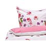 Duvet Cover And Pillowcase Set White And Pink 155 X 220 Cm Cotton Flower Print