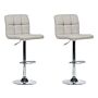 Set Of 2 Kitchen Bar Stools Beige Swivel Adjustable Height