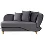 Right Hand Chaise Lounge Dark Grey Velvet With Storage Reclining Backrest Throw Cushions 2 Seater