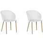 Set Of 2 Dining Chairs White Synthetic Material Metal Legs Modern Living Room Beliani