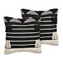 Set Of 2 Scatter Cushions Beige And Black Cotton 50 X 50 Cm Geometric Pattern Tassels Handwoven Removable Cover With Filling