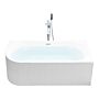 Right Left Corner Bath Matt White Acrylic 170 X 80 Cm Fluted Finish Modern Style Bathroom Beliani