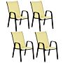 Outsunny Set Of 4 Garden Dining Chair Set Stackable Outdoor Patio Furniture Set With High Back And Armrest, Beige