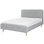 Slatted Bed Frame Light Grey Polyester Fabric Upholstered Wooden Legs 6ft Eu Super King Size