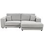 Left Hand 3 Seater Corner Sofa Light Grey Fabric Upholstered Track Armrests Additional Cushions