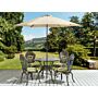 Garden Dining Set Brown Aluminium Outdoor Round Table 4 Chairs Parasol (16 Options) Vintage Style