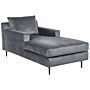 Chaise Lounge Grey Velvet Upholstery Armrests Cushion Backrest Modern Design Symmetrical