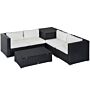 Outsunny 4-seater Rattan Garden Corner Sofa Set Wicker 4 Seater Garden Weave Furniture W/ Cushion Black