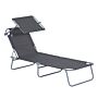 Outsunny Reclining Chair Sun Lounger Folding Lounger Seat With Sun Shade Awning Beach Garden Outdoor Patio Recliner Adjustable (grey)