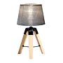 Homcom Wooden Tripod Table Lamp For Side, Desk Or End Table With E27 Bulb Base（grey Shade）