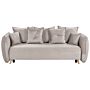 Sofa Bed Taupe Polyester Velvet Fabric 234 X 104 X 77 Cm Convertible Sleeper Storage Additional Cushions Removable Covers