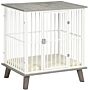 Pawhut Dog Crate Furniture, Indoor Pet Kennel Cage, Top End Table W/ Soft Cushion, Lockable Door, For Small Dogs, 64.5 X 48 X 70.5 Cm - Grey