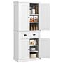 Homcom Traditional Kitchen Cupboard Freestanding Storage Cabinet With Drawer, Doors And Adjustable Shelves, White