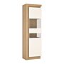 Lyon Tall Narrow Display Cabinet (rhd) In Riviera Oak/white High Gloss