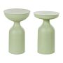 Set Of 2 Side Tables Light Green Iron 33 X 33 X 50 / 36 X 36 X 56 Cm Round Tops Oval Shape Coffee End Console