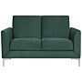 Sofa Green Fabric Upholstery Silver Legs 2 Seater Loveseat